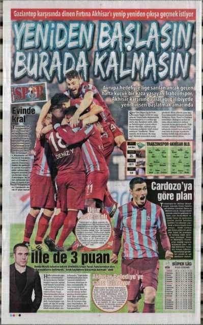 Trabzonspor'un Akhisar Galibiyeti Manşetlerde 2