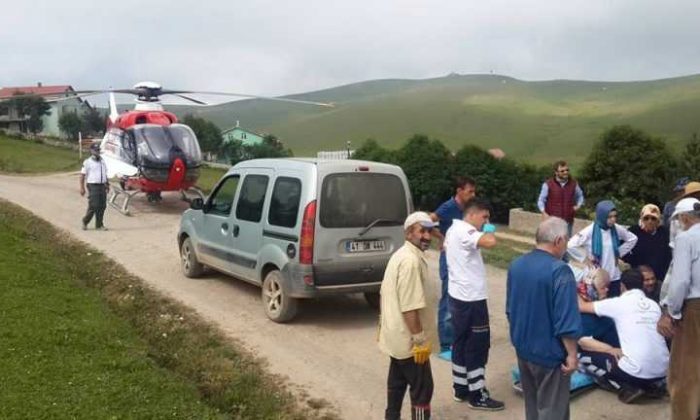 Neriman Alkan Ambulans Helikopterle Eğrisu yaylasından Hastaneye kaldırıldı
