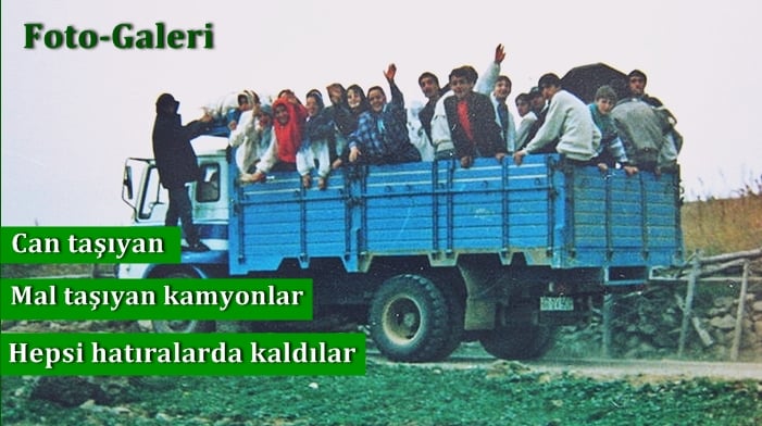 Çaykara’nın bir dönemini taşıyan kamyonlar