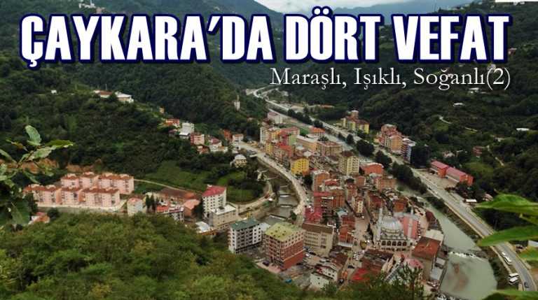 3 Kasım Salı günü Çaykara’da dört cenaze var