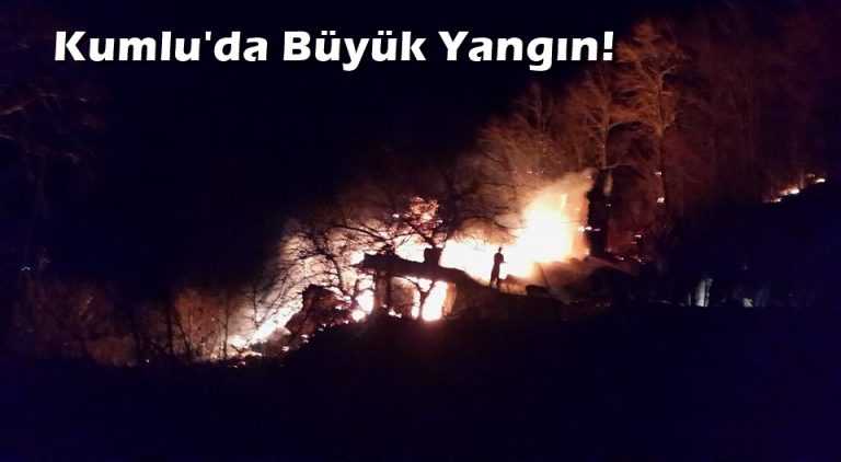 Kumlu Mahallesinde iki ev tamamen yandı
