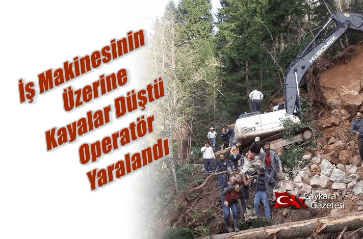 Kabataş Mahallesinde İş Makinesinesin üzerine kayalar düştü