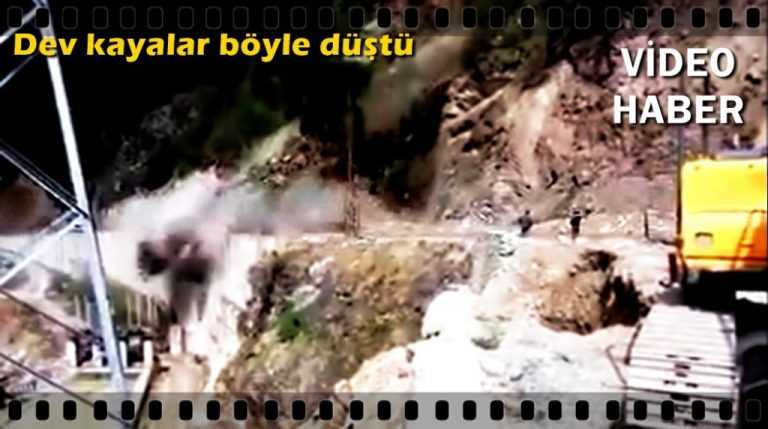 Dev kaya kütlesinin düşme anı görüntüleri ortaya çıktı