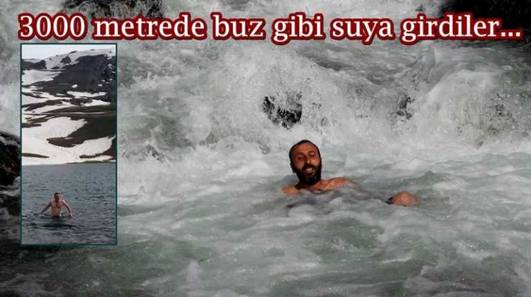 Yedigöller’de buz gibi suya daldılar