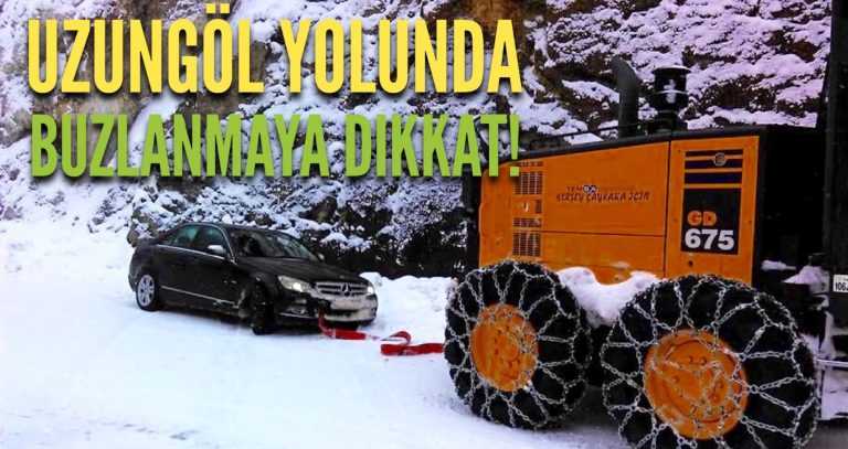 Uzungöl yolunda buz tehlikesi