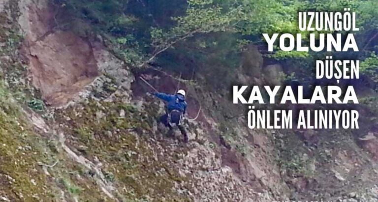 Uzungöl yolunda kayalara önlem alınıyor