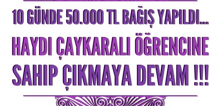 10 günde 50.000 Lira bağışlandı
