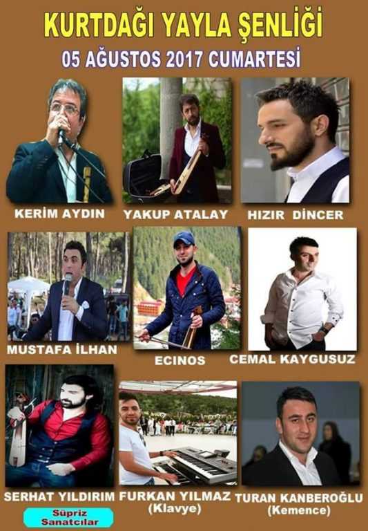 5 Ağustos Kurtdağı Yayla Şenliklerinde Sahne alacak sanatçılar 1
