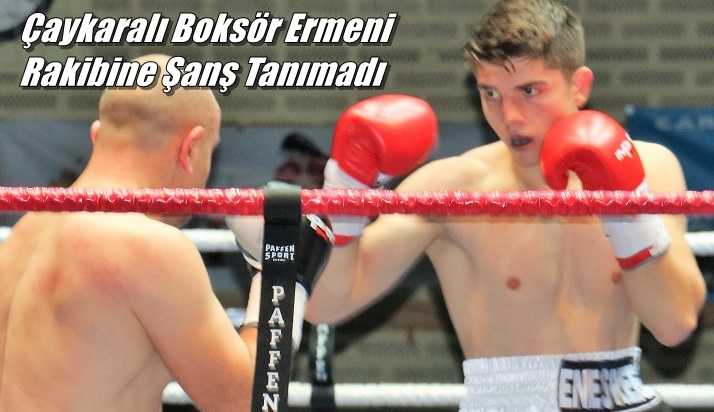 Çaykaralı  Boksör Enes Refik Çiftçi, Belçika’daki ilk profosyenel karşılaşmasında Ermeni rakibini dağıttı