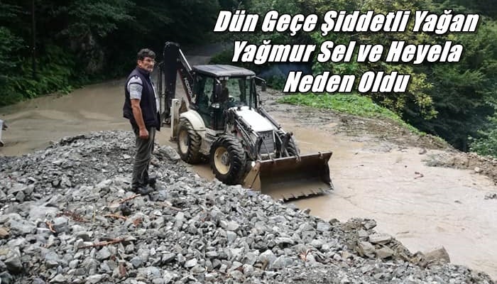 Çaykara’da şiddetli yağan yağmur heyelan ve sele sebep oldu