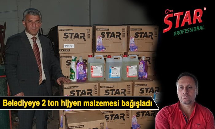 Belediyeye 2 ton hijyen malzemesi bağışladı