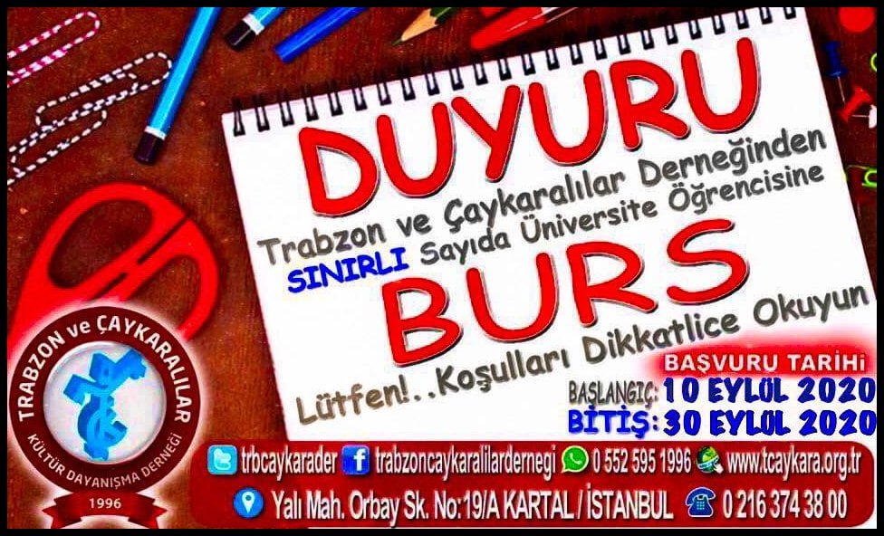 Trabzon Çaykaralılar Derneğinden Burs duyurusu 1 Trabzon Çaykaralılar Derneğinden Burs duyurusu 1