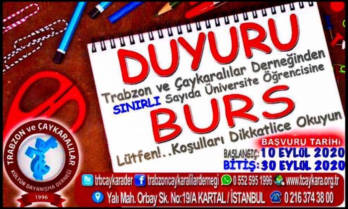 Trabzon Çaykaralılar Derneğinden Burs duyurusu