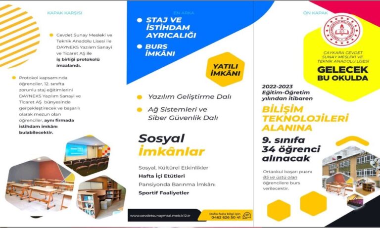 Çaykara’da Bileşim Teknolojileri Lisesinde Burs ve İstihdam ayrıcalığı