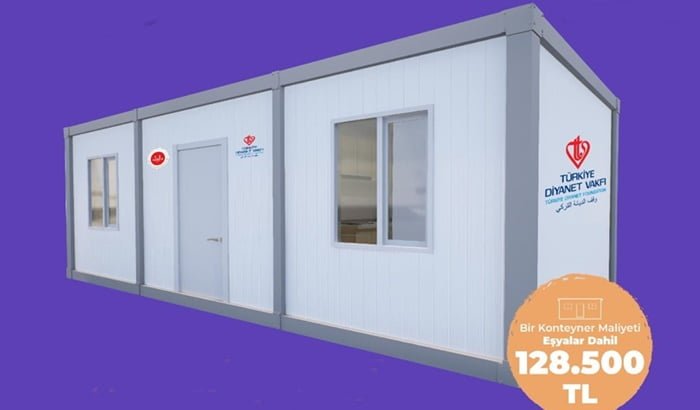 Çaykara Müftülüğü deprem bölgesine tam teşekküllü konteyner ev gönderdi
