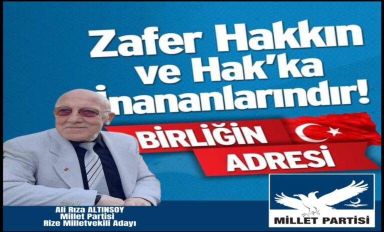 Ali Rıza Altınsoy Millet Partisinden Milletvekili adaylığı açıklandı.