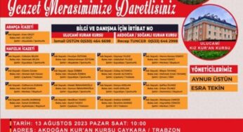 Akdoğan-Soğanlı Kız Kur’an Kursu ile Ulucami Kız Kur’an Kursundan icazet merasimine davet