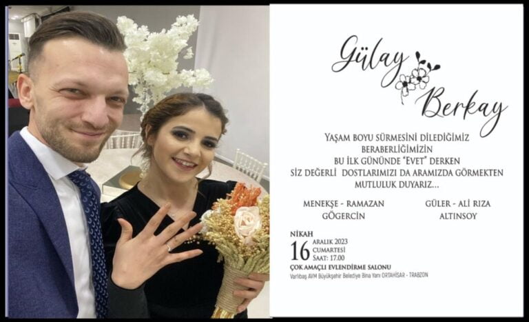 Altınsoy ve Gögercin Aileleri Nikah merasimlerine davet ediyorlar