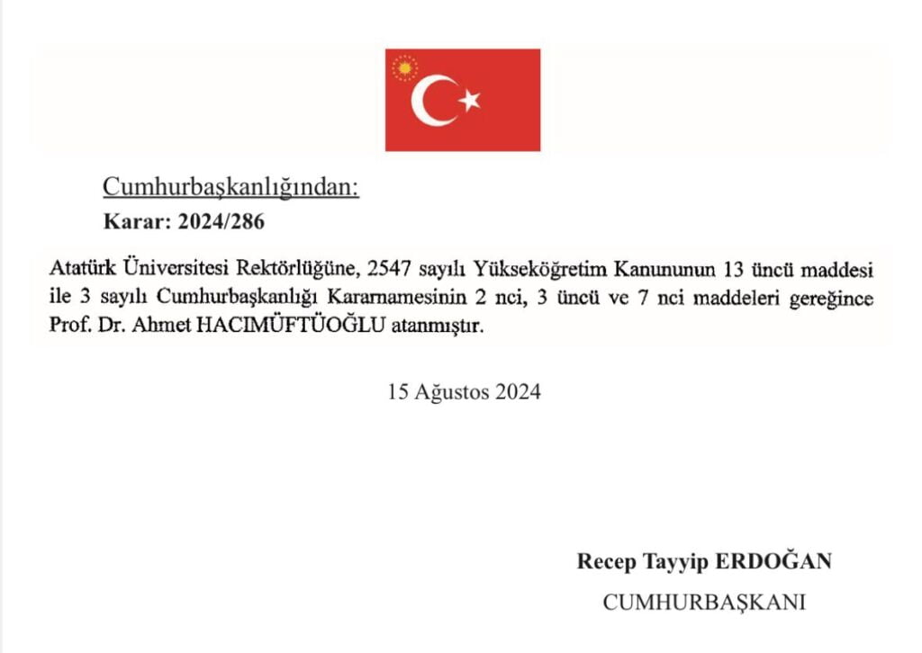 Ahmet Hacımüftüoğlu A.Ü. Rektörü oldu 1