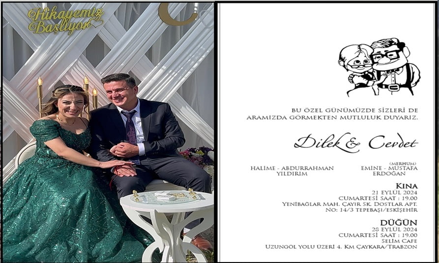Cevdet Erdoğan ve Dilek Yıldırım Düğünlerine Davet Ediyorlar