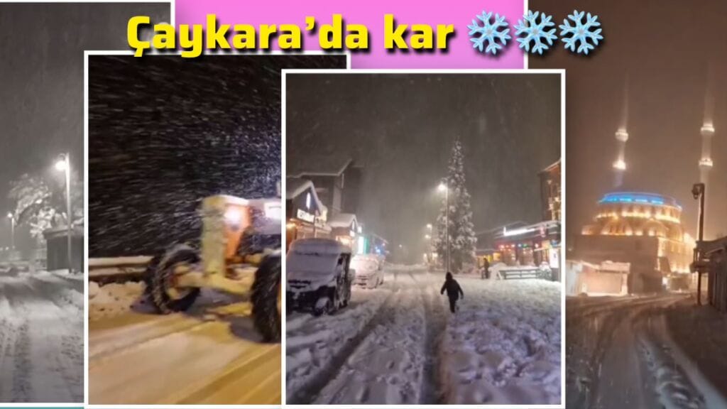 Çaykara’da kar etkili geldi!