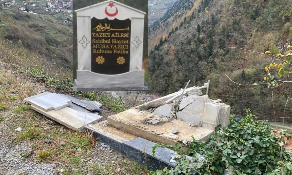 Çaykara’da bir  Mezarlık Tahrip Edildi.