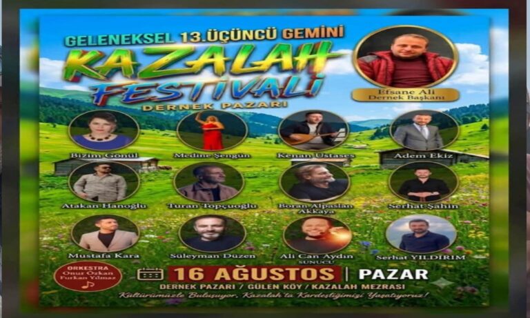 13. Kazalah Festivali 16 Ağustos Pazar Günü Başlıyor