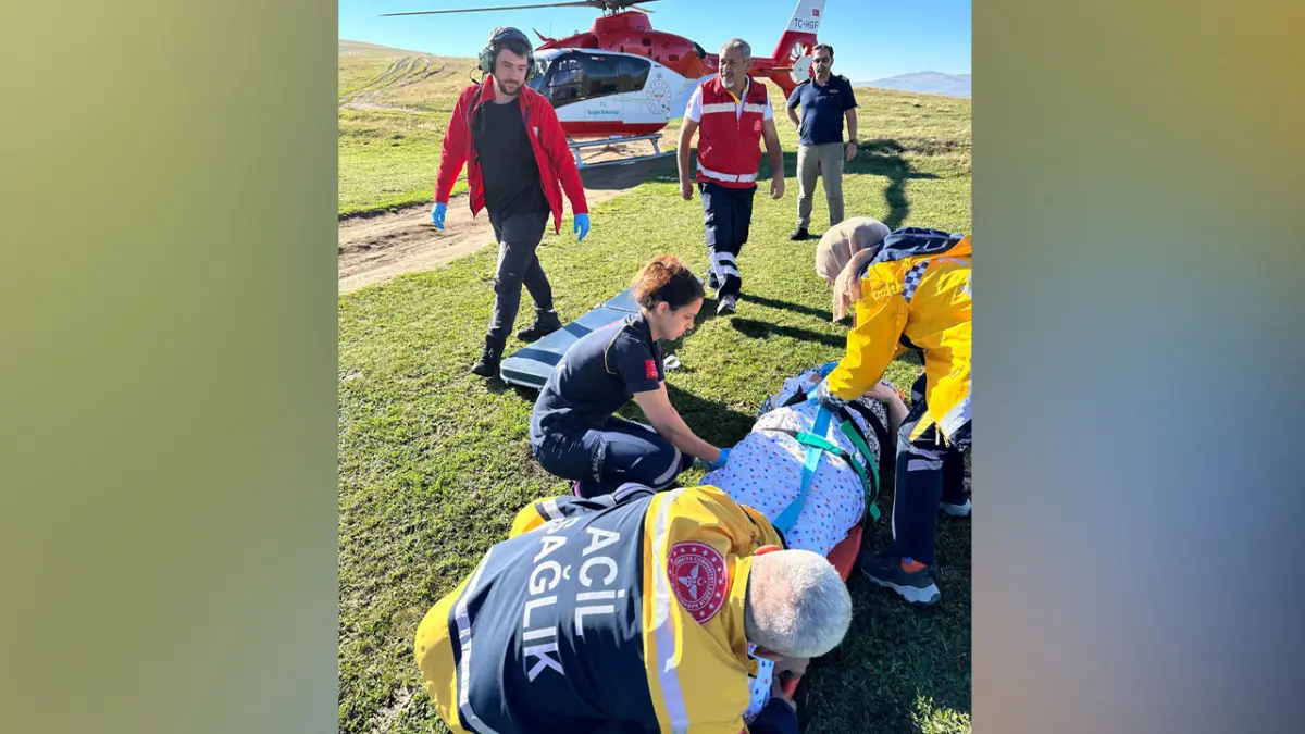 Eğrisu Yaylasında Düşen Kadın Helikopter Ambulansla Hastaneye Ulaştırıldı